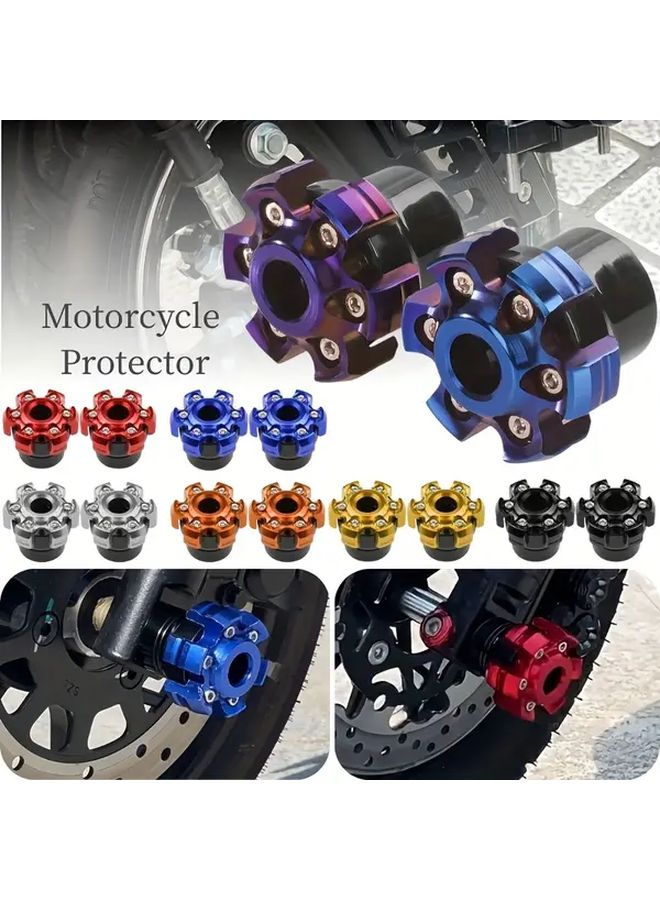 Blue Universal CNC Aluminum Alloy Motorcycle Fork Protectors Set of 2 for Safety - Image 1